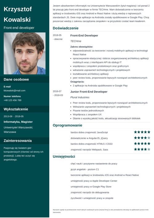 Szablon cv w pdf