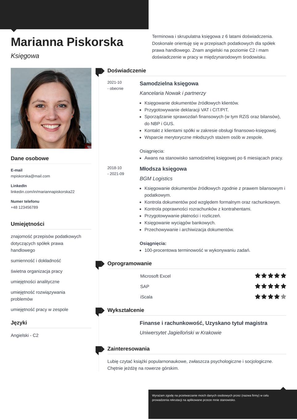 szablon cv księgowej