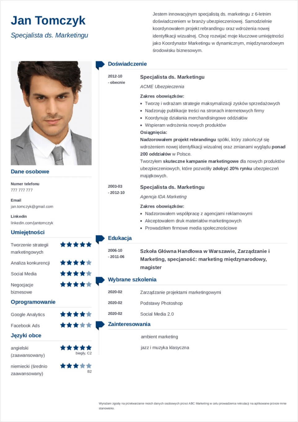 szablon CV Muse