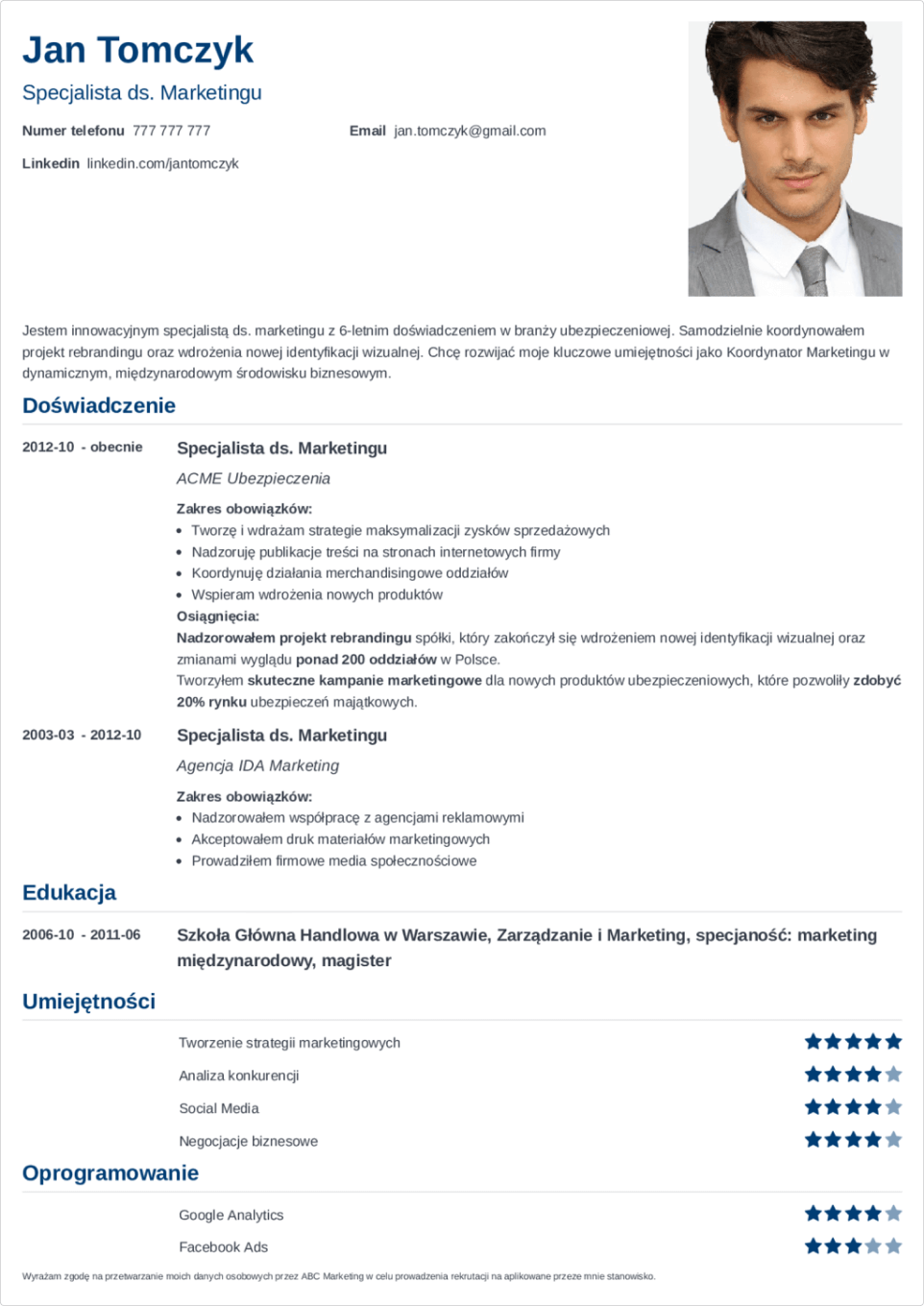 szablon CV Nanica